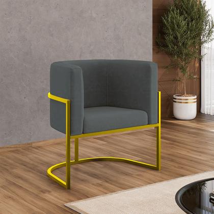 Imagem de Kit 02 Poltronas Lua com Base de Metal Gold Sala Reforçada