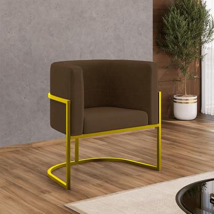 Imagem de Kit 02 Poltronas Lua com Base de Metal Gold Sala Reforçada