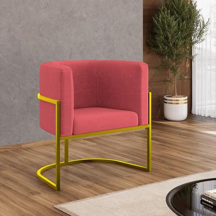 Imagem de Kit 02 Poltronas Lua com Base de Metal Gold Sala Reforçada