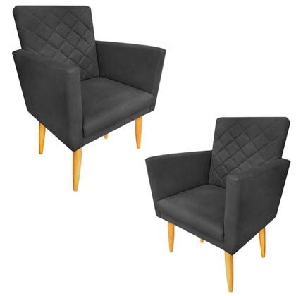 Kit 02 Poltronas Maitê Suede Grafite para Decoração - JBF Imagem de Kit 02 Poltronas Maitê Suede Grafite para Decoração