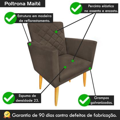 Imagem de Kit 02 Poltronas Maitê Suede Marrom para Decoração - 2M Decor