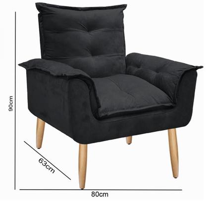 Imagem de Kit 02 Poltronas Opala Com Puff Suede Pés Palito - Bela Móveis