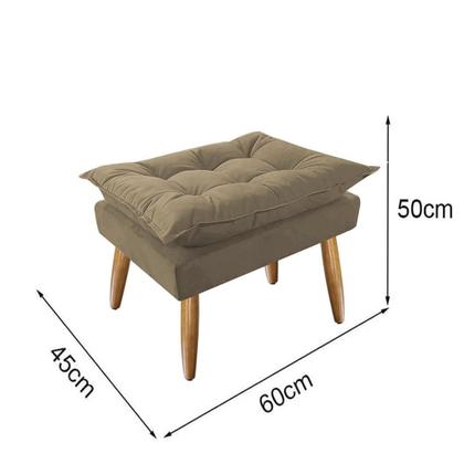 Imagem de Kit 02 Poltronas Opala Com Puff Suede Pés Palito - Bela Móveis