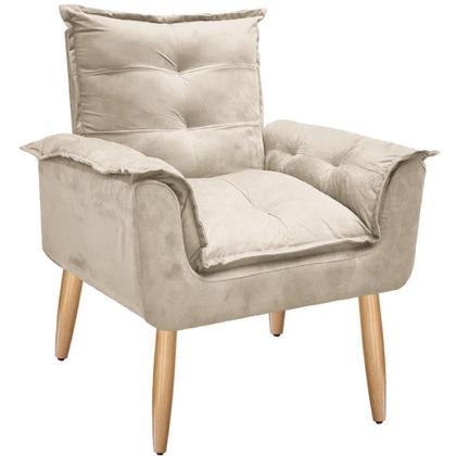 Imagem de Kit 02 Poltronas Opala Com Puff Suede Pés Palito - Bela Móveis