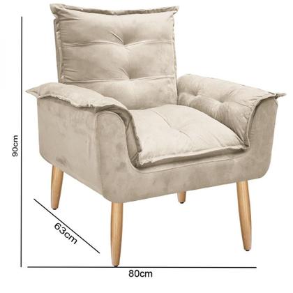 Imagem de Kit 02 Poltronas Opala Com Puff Suede Pés Palito - Bela Móveis