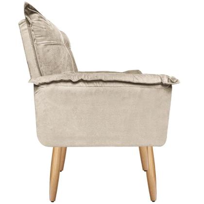 Imagem de Kit 02 Poltronas Opala Com Puff Suede Pés Palito - Bela Móveis
