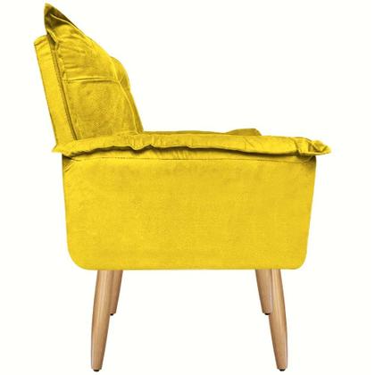 Imagem de Kit 02 Poltronas Opala Com Puff Suede Pés Palito - Bela Móveis