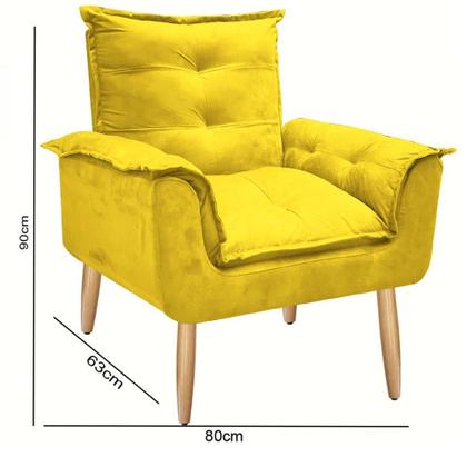 Imagem de Kit 02 Poltronas Opala Com Puff Suede Pés Palito - Bela Móveis