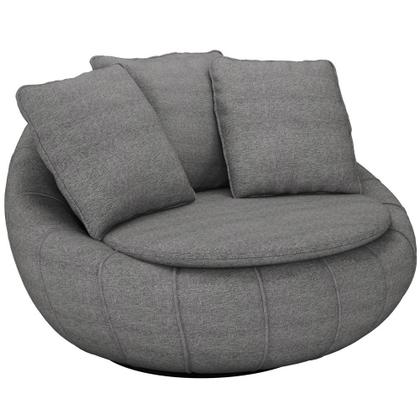 Imagem de Kit 02 Poltronas Para Sala De Estar Decorativa Giratória Kira M03 Linho Cinza - Lyam Decor