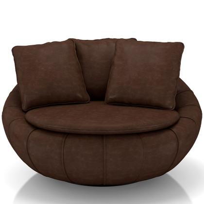 Imagem de Kit 02 Poltronas Para Sala De Estar Decorativa Giratória Kira M03 material sintético Marrom - Lyam Decor