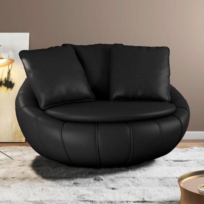 Imagem de Kit 02 Poltronas Para Sala De Estar Decorativa Giratória Kira M03 Sintético Preto - Lyam Decor