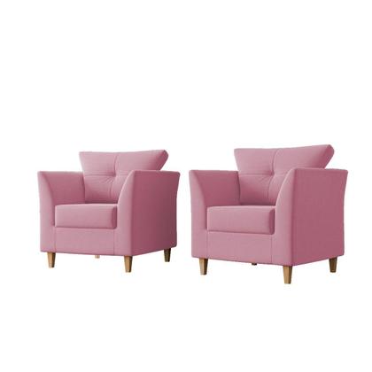 Imagem de Kit 02 Poltronas Para Sala Decorativas Isis Suede Rosa Visan Estofados