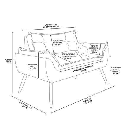 Imagem de Kit 02 Poltronas + Sofá 2 lugares com Puff Opala Balaqui