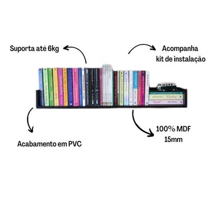 Imagem de KIT 02 Prateleiras U MDF 60cm Preto Livros Decoração Cozinha Quarto Sala Escritório