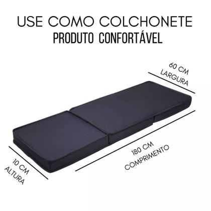 Imagem de Kit 02 Puff Dobrável Colchão Sofá Confortável Descanso Premium 3 em 1 Solteiro