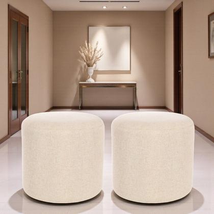 Imagem de Kit 02 Puff Perse Decorativo Organico Banqueta 40cm Tecido Linho