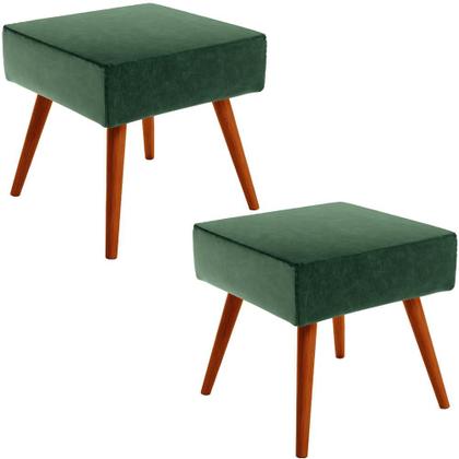 Imagem de Kit 02 Puffs Banqueta Decorativa Com Pés Palito Lívia W01 Facto Verde Musgo - Lyam Decor