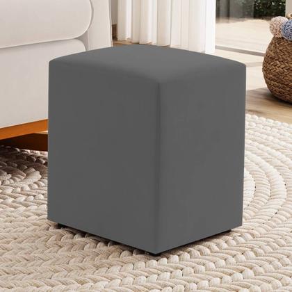 Imagem de Kit 02 Puffs Decorativos Sala de Estar Quadrado 36x47cm Suede Cinza - Abmaza