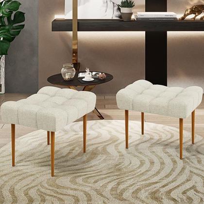 Imagem de Kit 02 Puffs Requinte L02 Linho Champagne