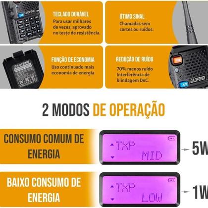 Imagem de Kit 02 Rádio Comunicador Baofeng Bf-Uv-5r Com Nota Fiscal