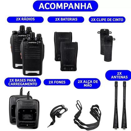 Imagem de Kit 02 Radio Walktalkie Comunicador 12km Baofeng 777s Amador Bandas De Freqüência 16 Cor Preto