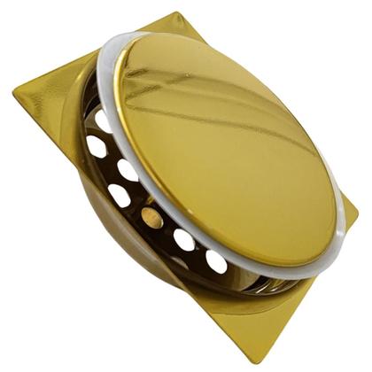Imagem de Kit 02 Ralo Click Banheiro Inox Quadrado 10x10 Dourado