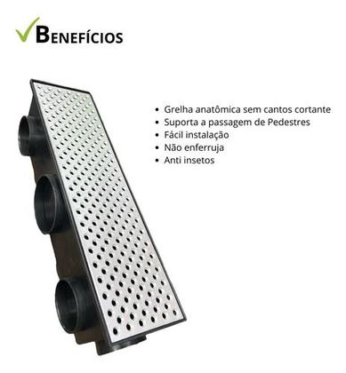 Imagem de Kit 02 Ralos 14x50 Grelha Bolinha Com Coletor Preto