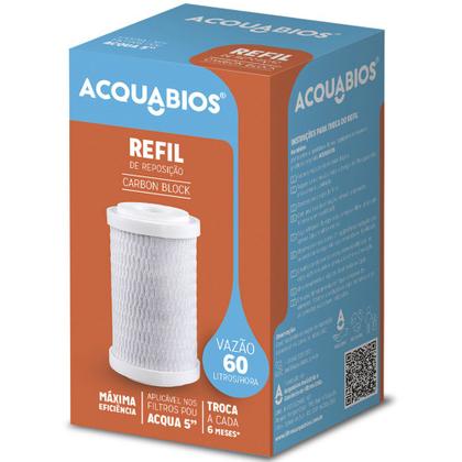 Imagem de Kit 02 Refil Carbon Block Acqua 5" de Reposição Filtro Com Torneira Acquabios