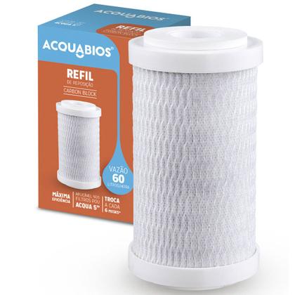 Imagem de Kit 02 Refil Carbon Block Acqua 5" de Reposição Filtro Com Torneira Acquabios