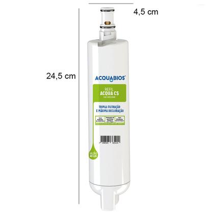 Imagem de Kit 02 Refil Compatível Com Filtro Purificador de Água Consul Acqua CS Acquabios Com Tripla Filtração