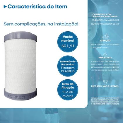 Imagem de Kit 02 Refil de Reposição Filtro Com Torneira Carbon Block Acqua 5" Acquabios
