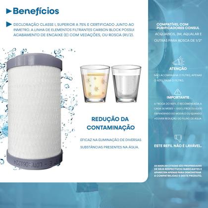Imagem de Kit 02 Refil de Reposição Filtro Com Torneira Carbon Block Acqua 5" Acquabios