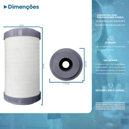 Imagem de Kit 02 Refil de Reposição Filtro Com Torneira Carbon Block Acqua 5" Acquabios