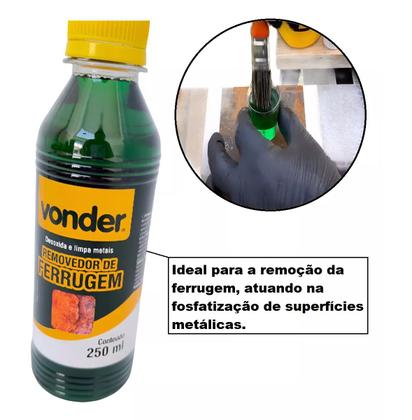 Imagem de Kit 02 Removedor Ferrugem 250ml Desoxidar Limpar Metais/aluminio Vonder