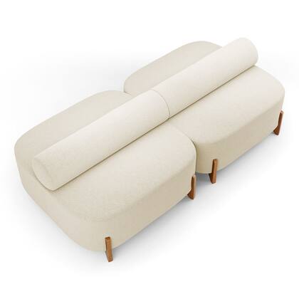Imagem de Kit 02 Sofás Ilha Orgânico Living Evo 125cm 02 Lugares Bouclê Bege - Desk Design