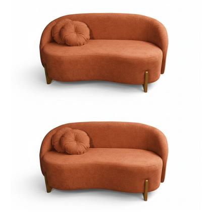 Imagem de Kit 02 Sofás Orgânicos 2 Lugares C/2 Almofadas Curvo Sala Recepção Amsterdã Boucle Terracota - Montanari's Decor