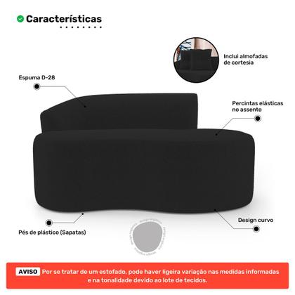 Imagem de Kit 02 Sofás Orgânicos Living Bob 145cm 02 Lugares com 02 Almofadas Bouclê Preto - Desk Design