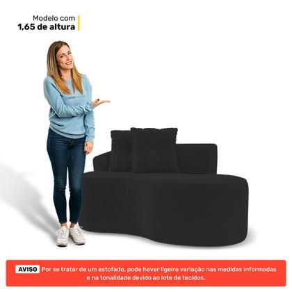 Imagem de Kit 02 Sofás Orgânicos Living Bob 145cm 02 Lugares com 02 Almofadas Bouclê Preto - Desk Design