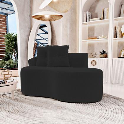 Imagem de Kit 02 Sofás Orgânicos Living Bob 145cm 02 Lugares com 02 Almofadas Bouclê Preto - Desk Design