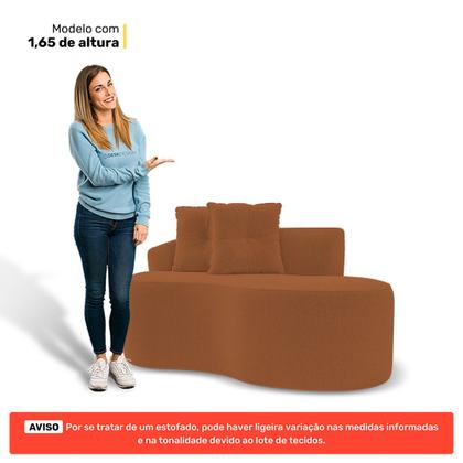Imagem de Kit 02 Sofás Orgânicos Living Bob 145cm 02 Lugares com 02 Almofadas Bouclê Terracota - Desk Design