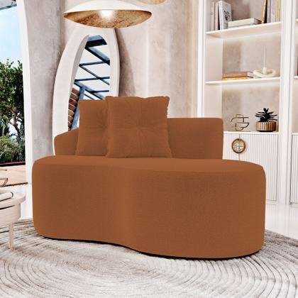 Imagem de Kit 02 Sofás Orgânicos Living Bob 145cm 02 Lugares com 02 Almofadas Bouclê Terracota - Desk Design