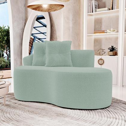 Imagem de Kit 02 Sofás Orgânicos Living Bob 145cm 02 Lugares com 02 Almofadas Bouclê Verde Menta - Desk Design