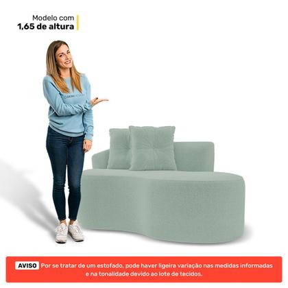 Imagem de Kit 02 Sofás Orgânicos Living Bob 145cm 02 Lugares com 02 Almofadas Bouclê Verde Menta - Desk Design
