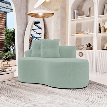 Imagem de Kit 02 Sofás Orgânicos Living Bob 145cm 02 Lugares com 02 Almofadas Bouclê Verde Menta - Desk Design