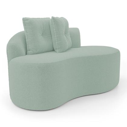 Imagem de Kit 02 Sofás Orgânicos Living Bob 145cm 02 Lugares com 02 Almofadas Bouclê Verde Menta - Desk Design