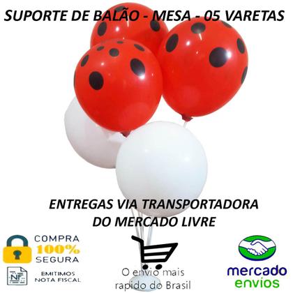 Imagem de Kit 02 Suportes 10 Balões/bexiga Centro Mesa Vareta Arranjo Decoração 45cm