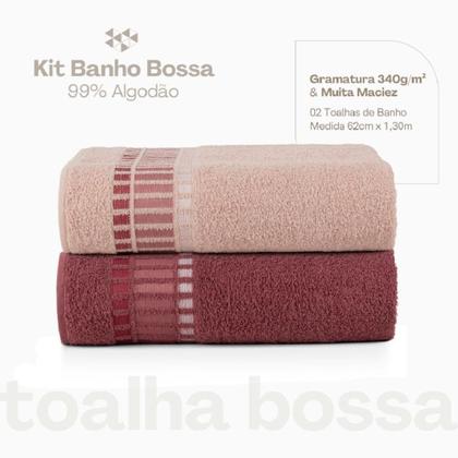 Imagem de Kit 02 Toalhas de Banho Avulsas Bossa 100% Algodão Macia Felpuda - Dianneli