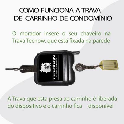 Imagem de Kit 02 Travas Tecnow para Carrinho de compras em Condomínio + 80 chaves