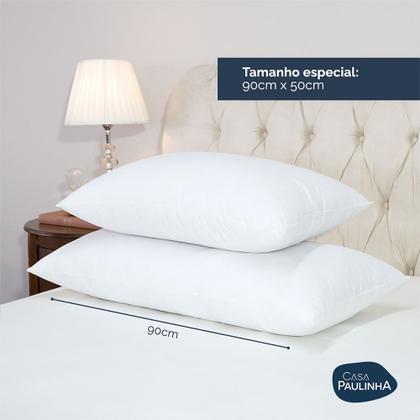 Imagem de Kit 02 Travesseiro King Percal 180 Fios 90x50 Firme Toque De Plumas Extra Macio Fofo