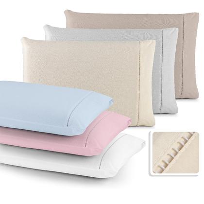 Imagem de Kit 02 Travesseiros ALTO e MACIO com 02 Fronhas de Algodão percal 180 fios 70x50 cm com enchimento de silicone